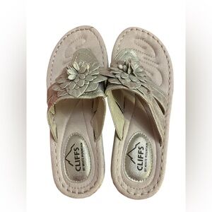 Cliffs by WHITE MOUNTAIN Silver Sandals with Floral Embellishments